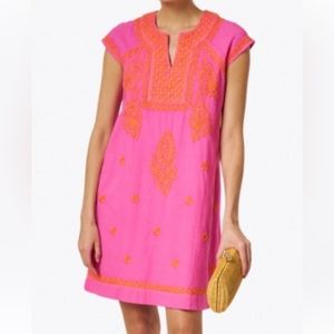 NWT hot pink and orange embroidered dress